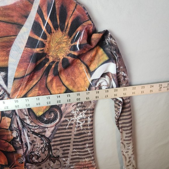 New Mix Superline Abstract Floral Lightweight Knit Cardigan Size Medium - Picture 8 of 10